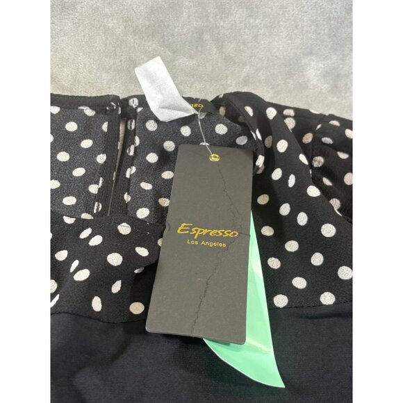 Espresso Blouse Women's XL Petite black and White Polka Dot top NWT - Picture 4 of 9